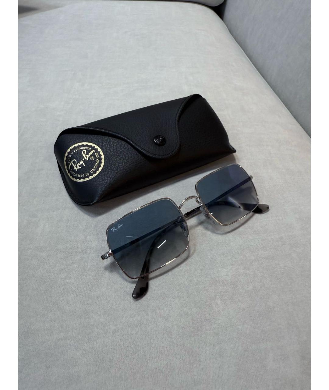 RAY BAN Синие металлические солнцезащитные очки, фото 4