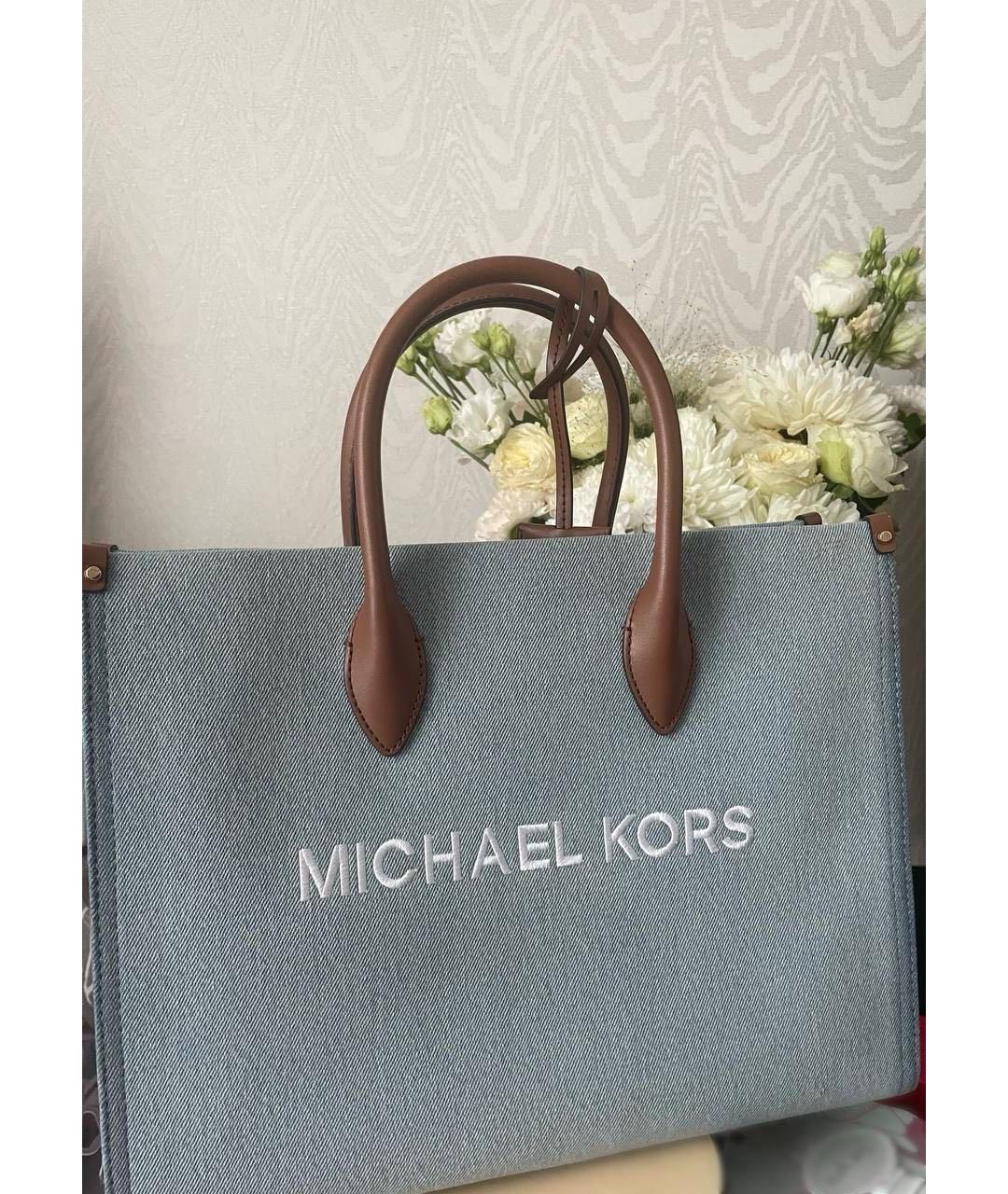 MICHAEL KORS Голубая сумка тоут, фото 2