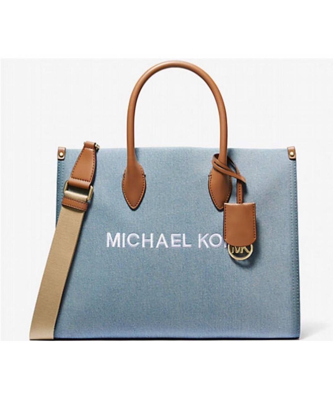 MICHAEL KORS Голубая сумка тоут, фото 3