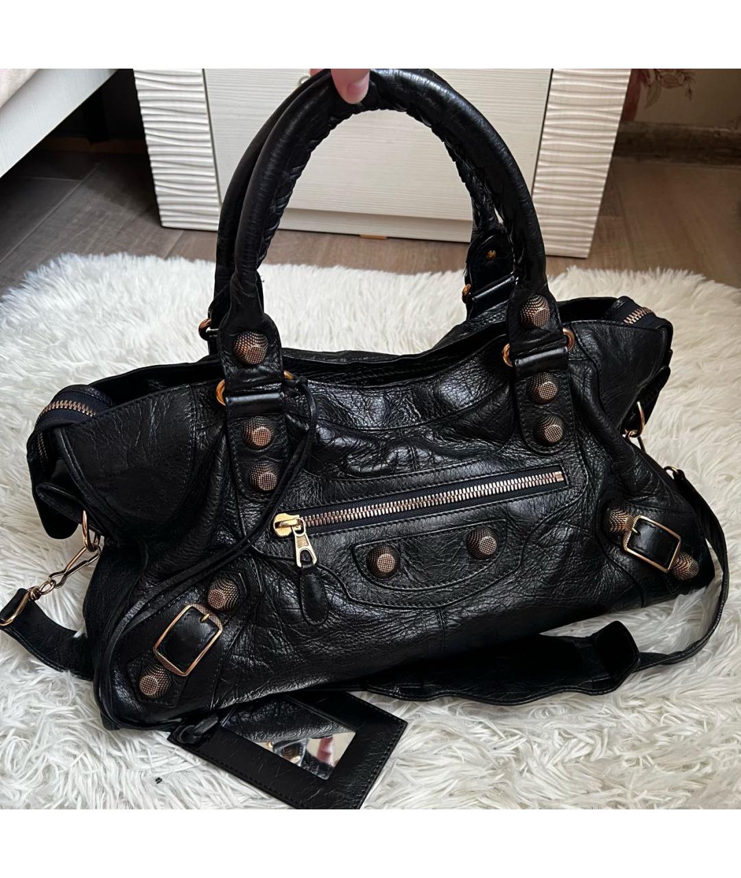 BALENCIAGA Черная кожаная сумка с короткими ручками, фото 7