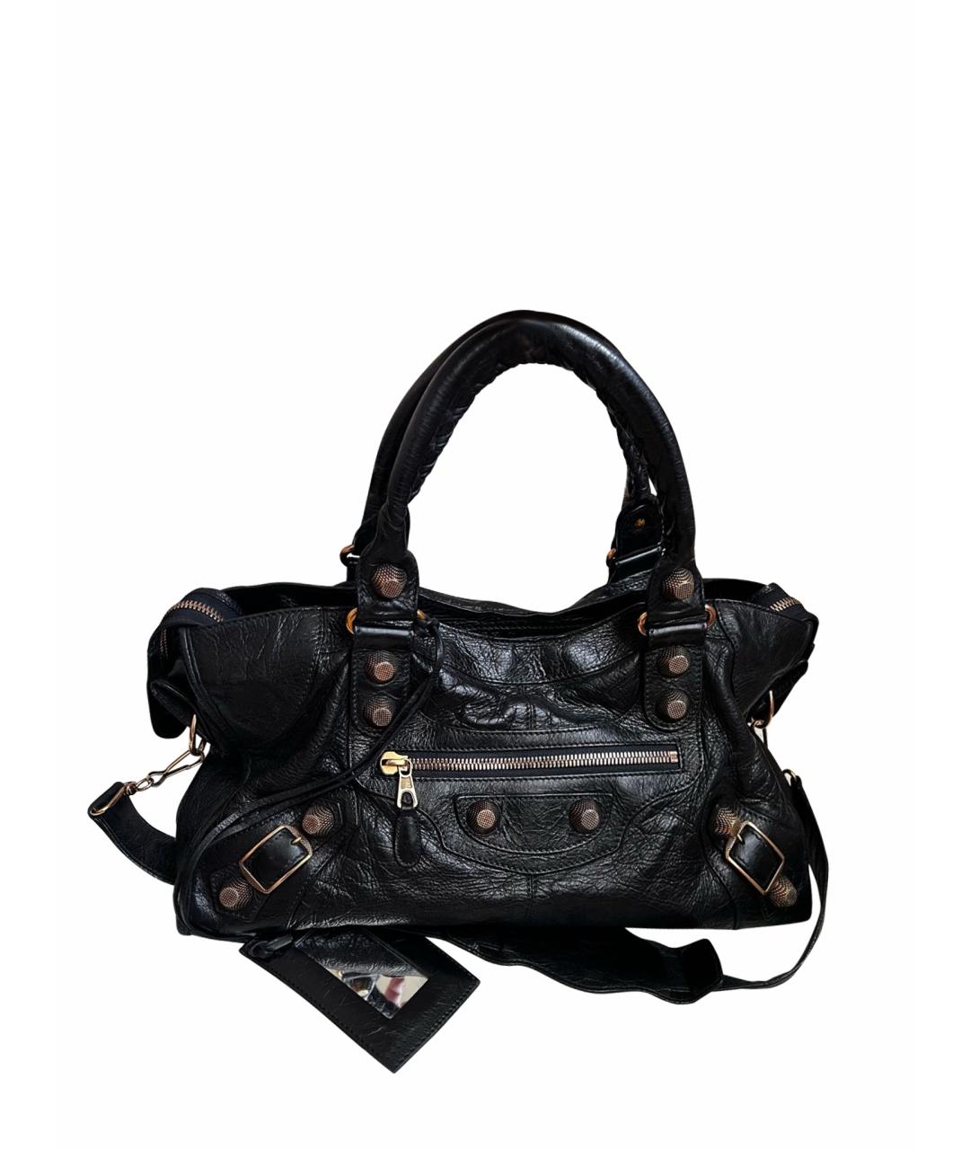 BALENCIAGA Черная кожаная сумка с короткими ручками, фото 1