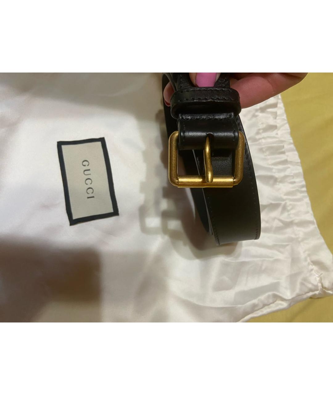 GUCCI Черный кожаный ремень, фото 3