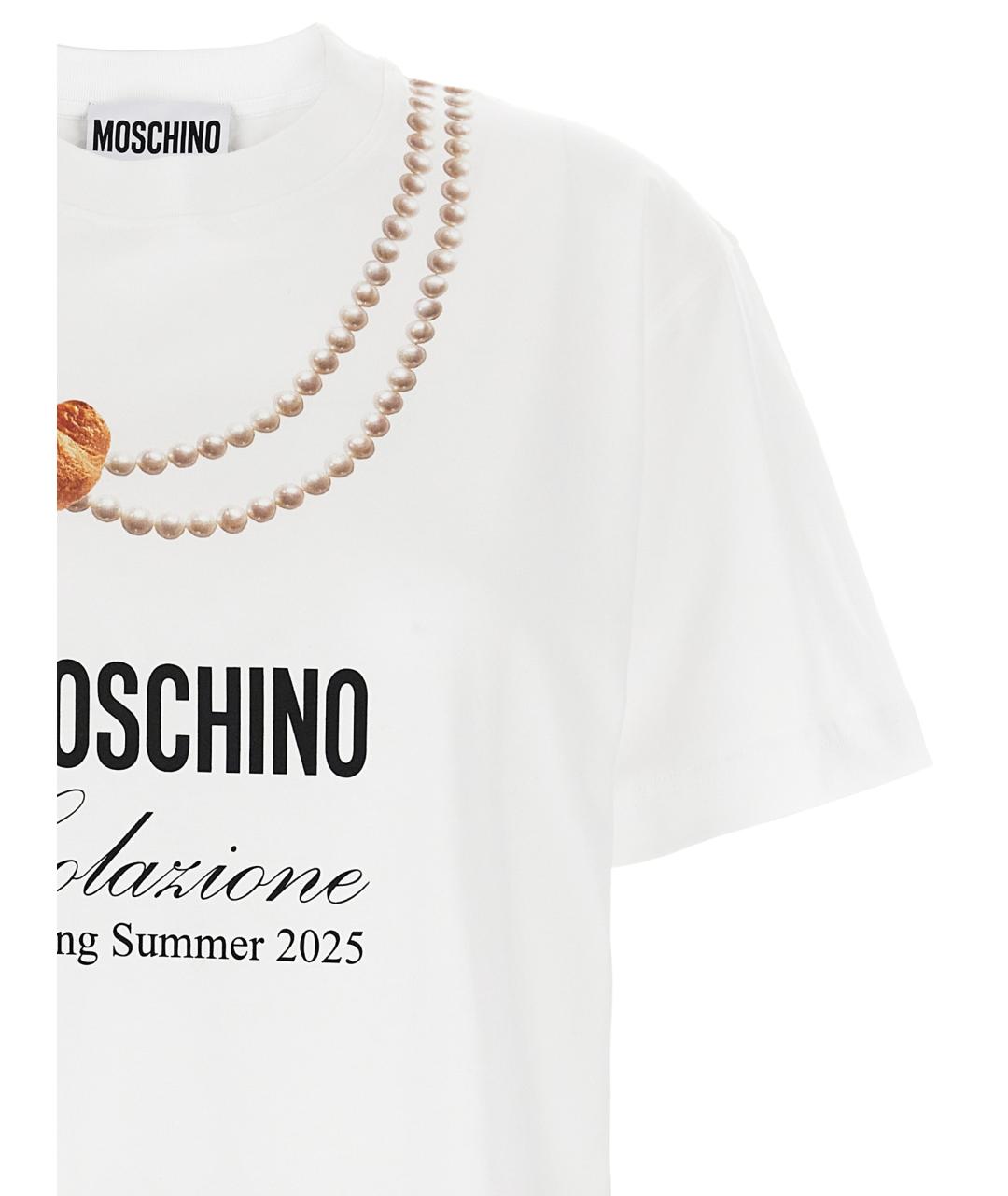 MOSCHINO Белая хлопковая футболка, фото 3
