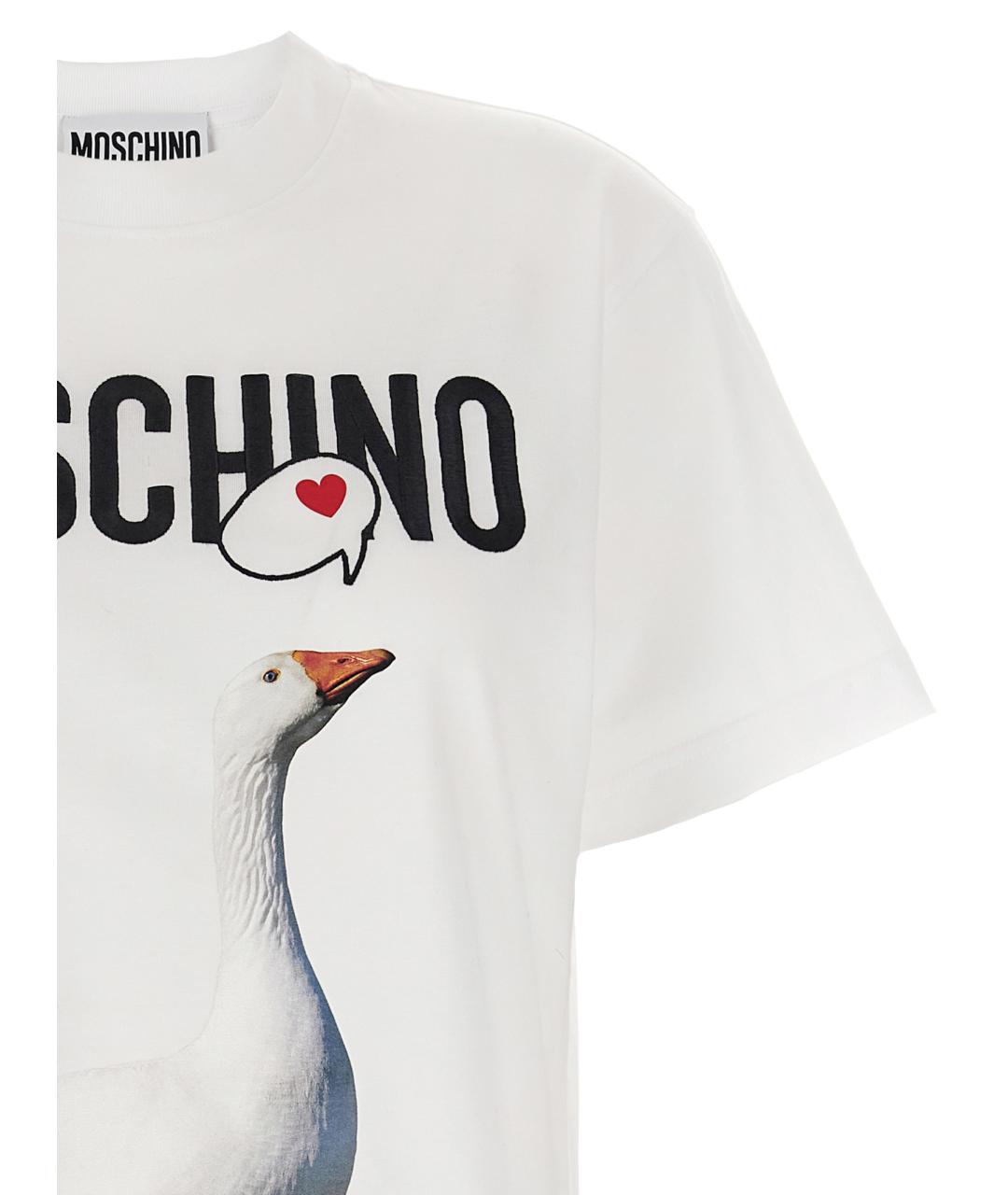 MOSCHINO Белая хлопковая футболка, фото 3