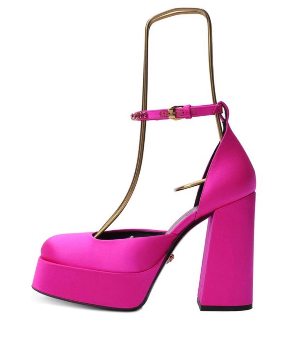 VERSACE Розовые текстильные босоножки, фото 4