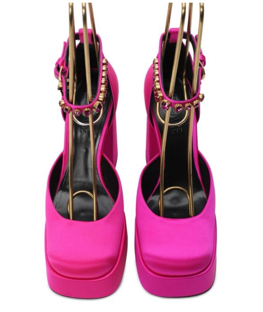 VERSACE Розовые текстильные босоножки, фото 6