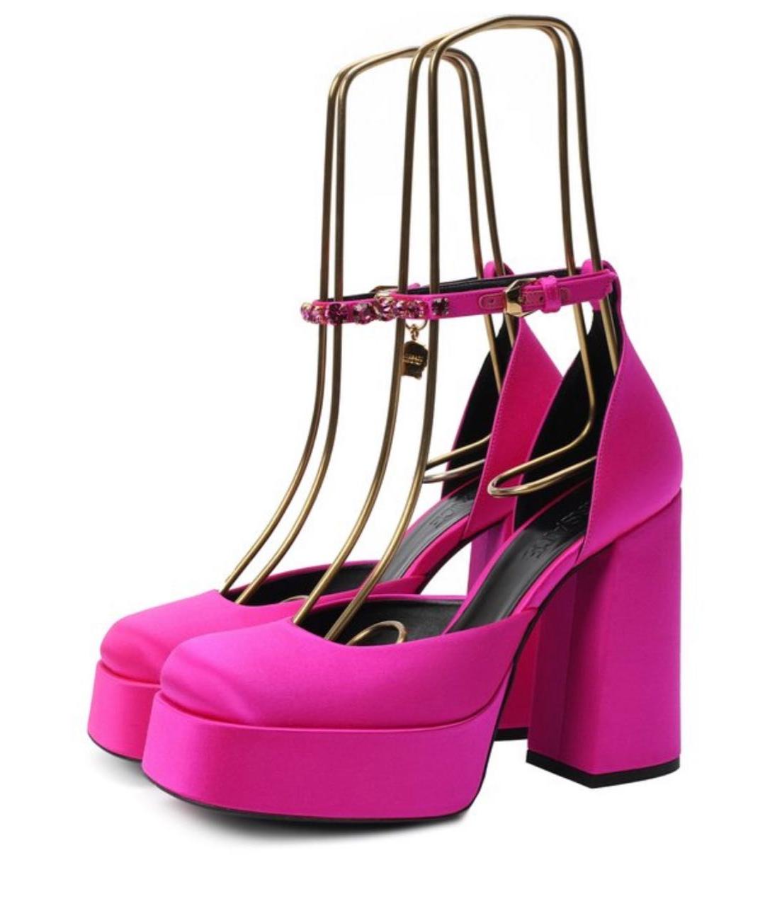 VERSACE Розовые текстильные босоножки, фото 5