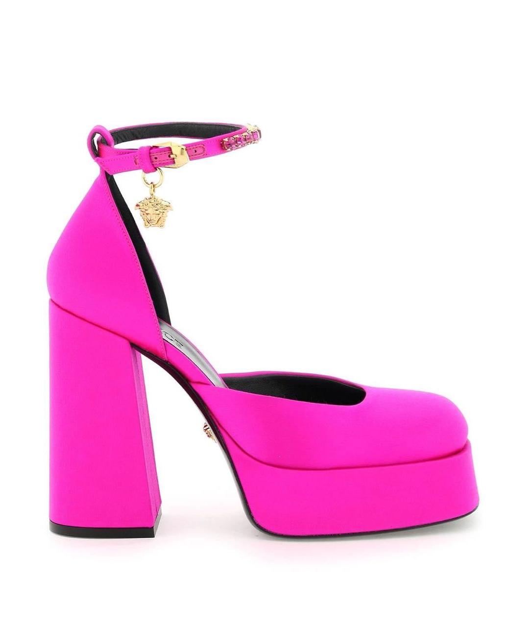 VERSACE Розовые текстильные босоножки, фото 8