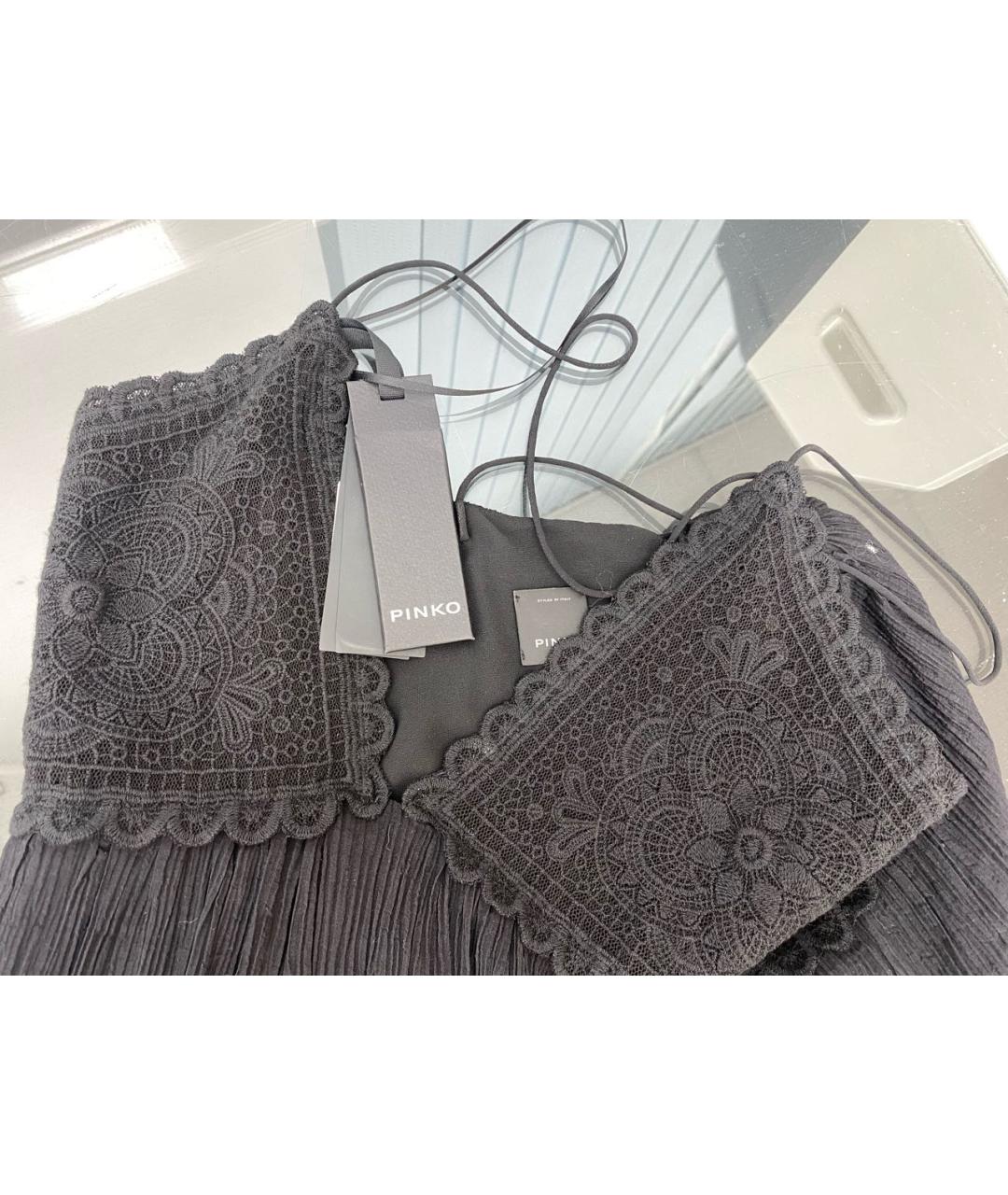PINKO Черное хлопковое повседневное платье, фото 3