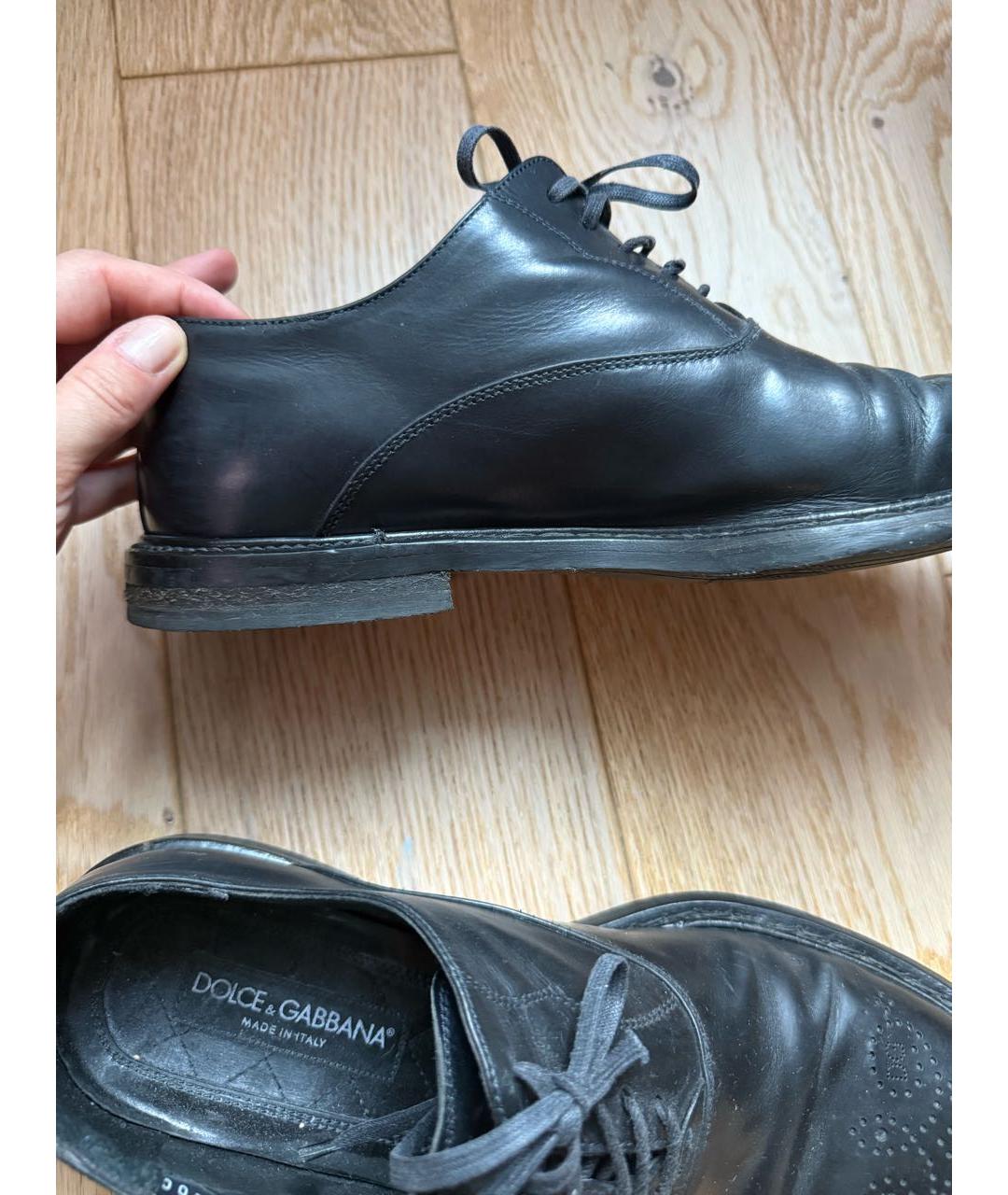 DOLCE&GABBANA Темно-синие кожаные туфли, фото 4