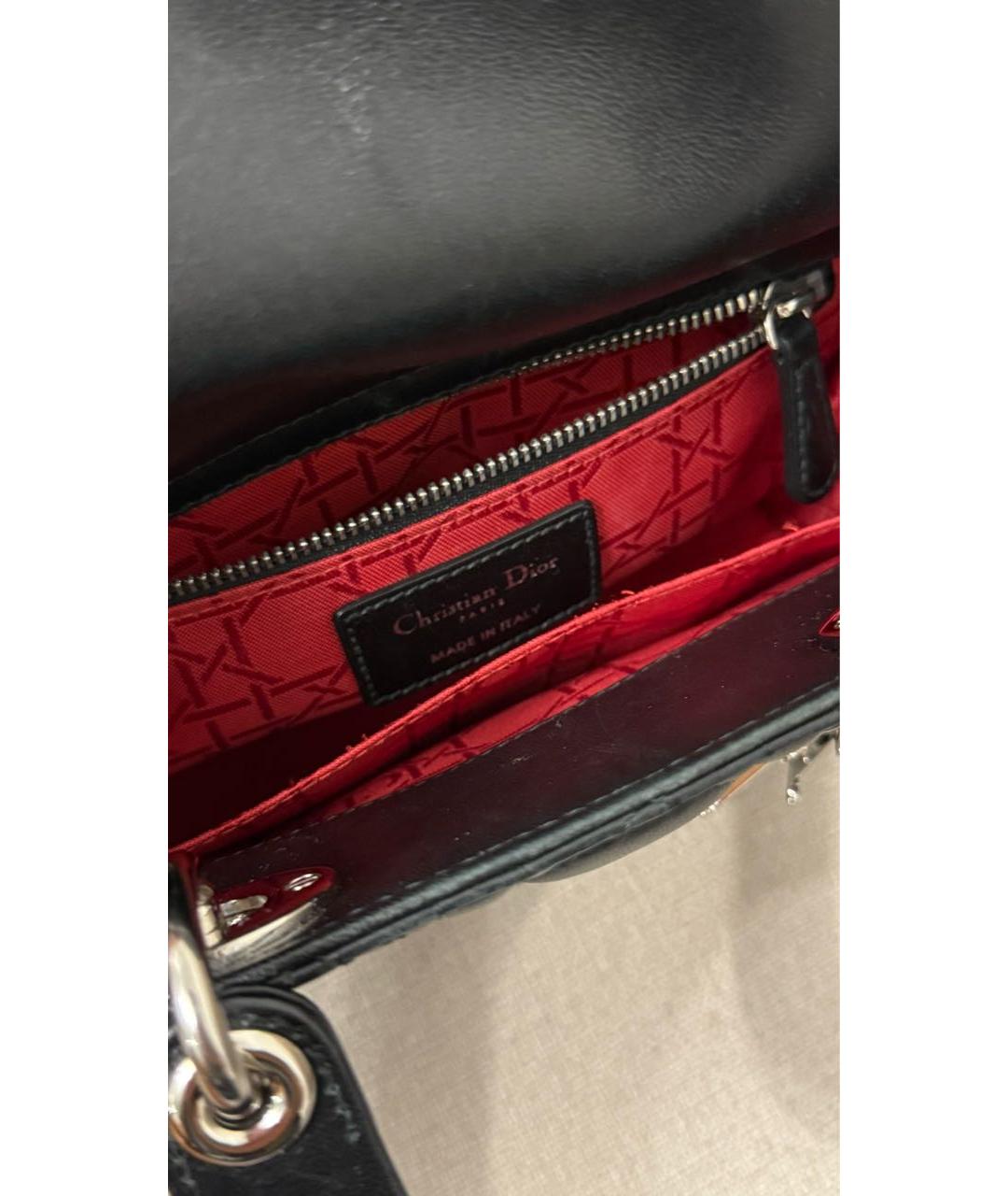 CHRISTIAN DIOR Черная кожаная сумка с короткими ручками, фото 5