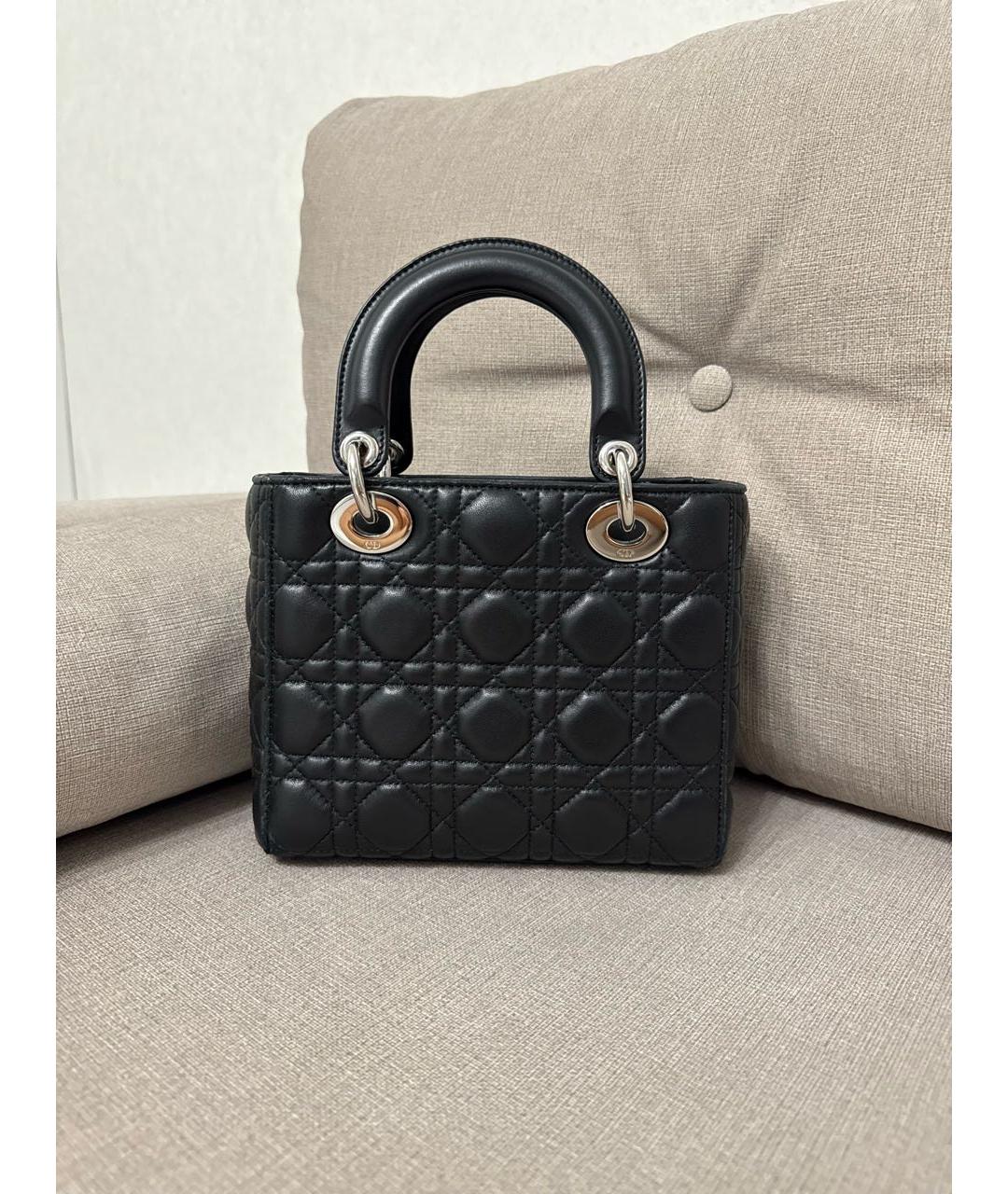 CHRISTIAN DIOR Черная кожаная сумка с короткими ручками, фото 3