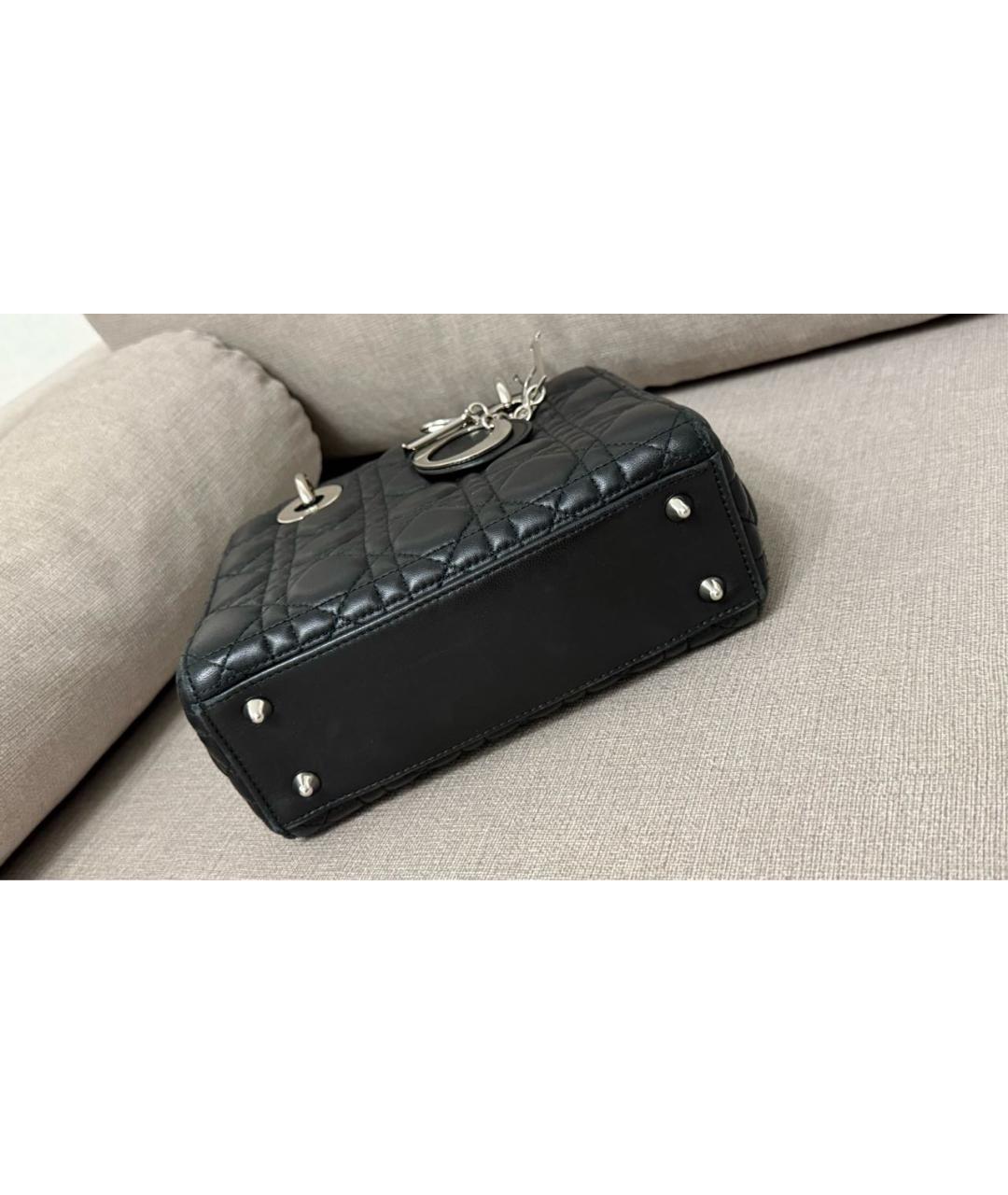 CHRISTIAN DIOR Черная кожаная сумка с короткими ручками, фото 6