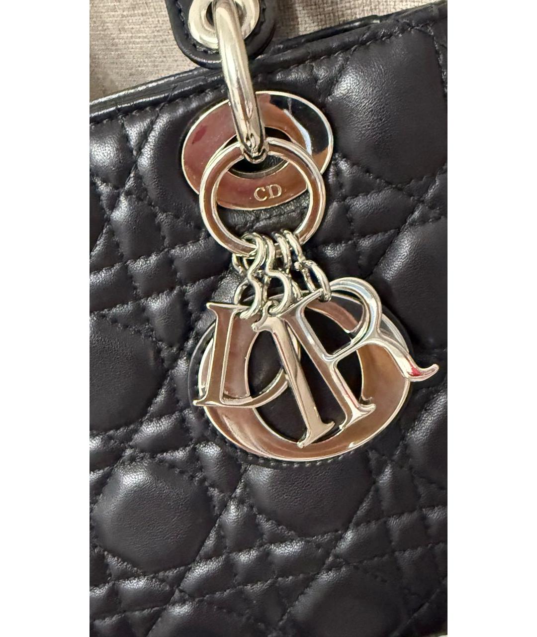 CHRISTIAN DIOR Черная кожаная сумка с короткими ручками, фото 8
