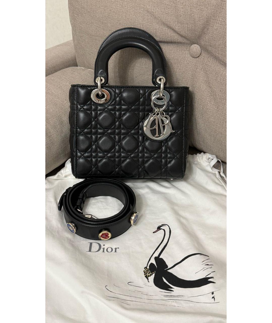 CHRISTIAN DIOR Черная кожаная сумка с короткими ручками, фото 7