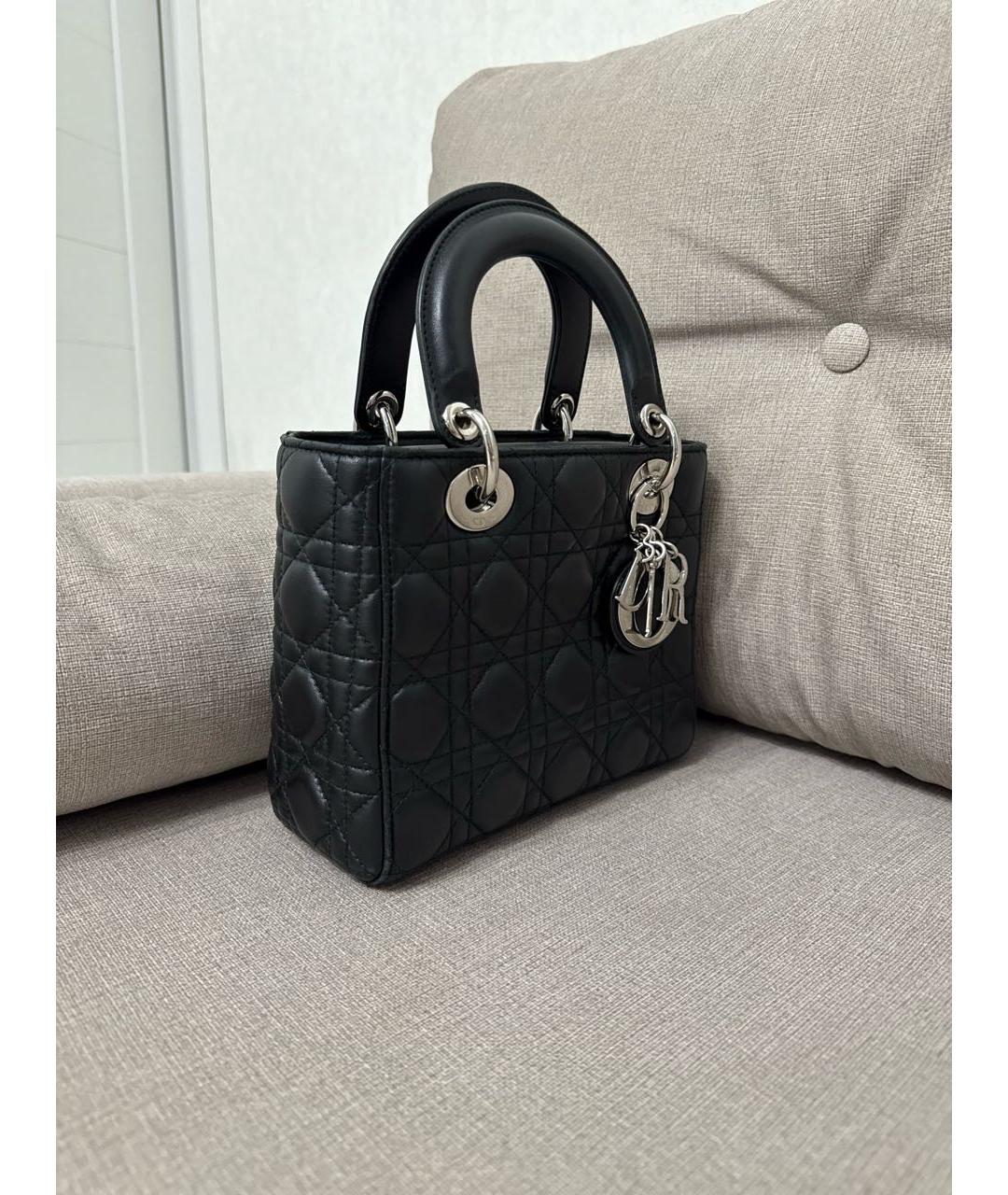 CHRISTIAN DIOR Черная кожаная сумка с короткими ручками, фото 2