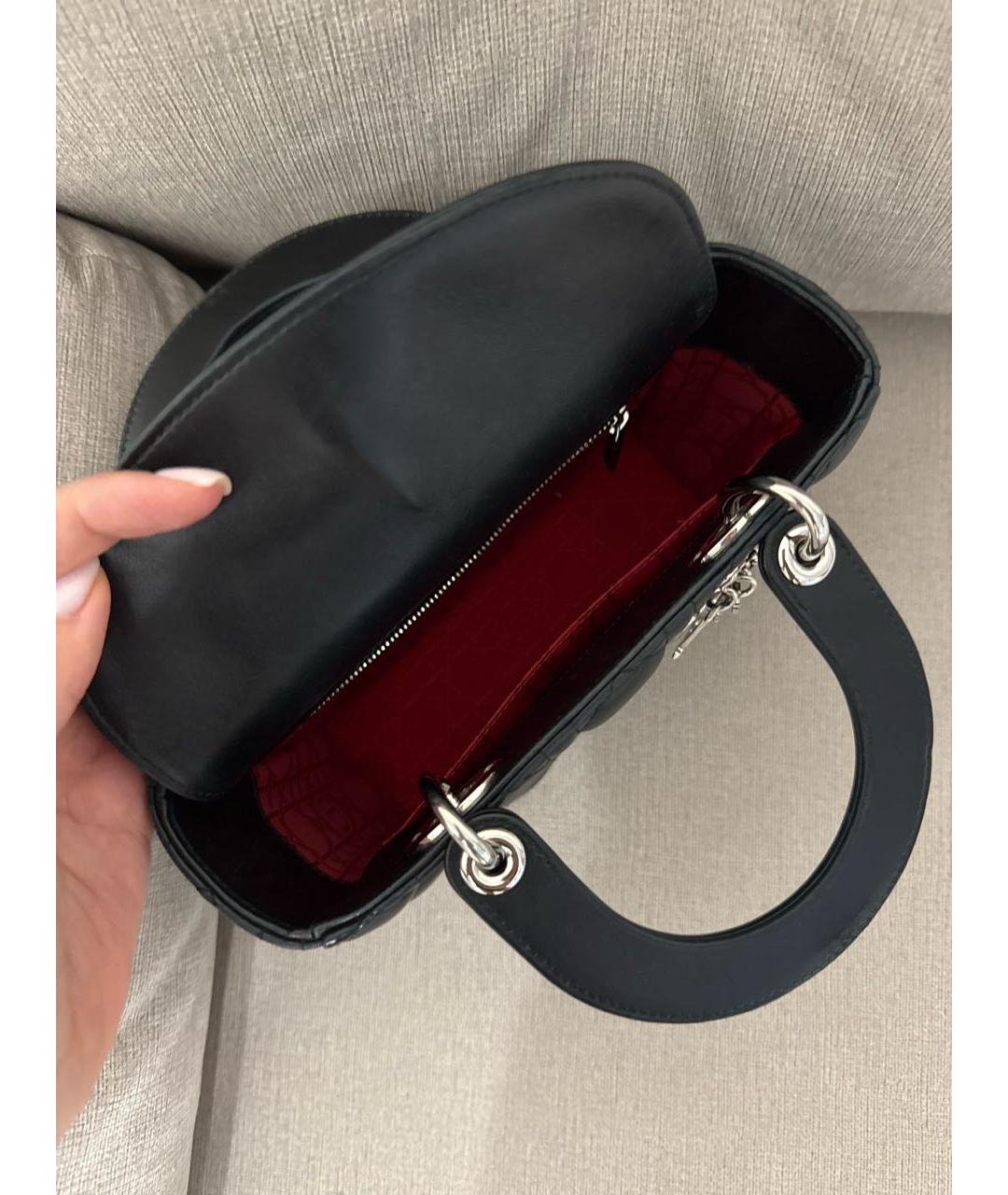 CHRISTIAN DIOR Черная кожаная сумка с короткими ручками, фото 4