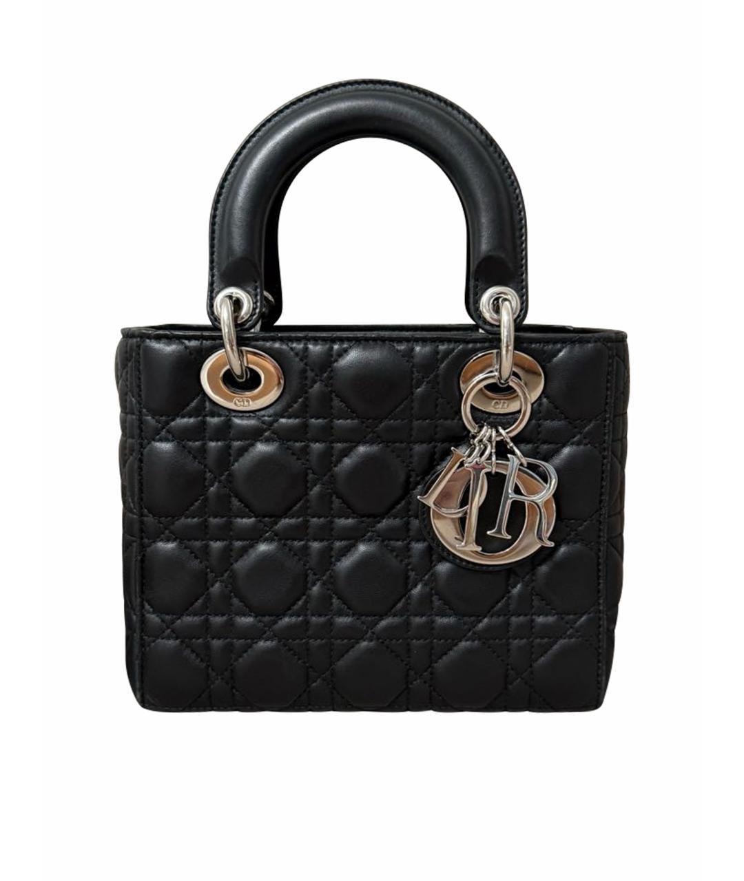 CHRISTIAN DIOR Черная кожаная сумка с короткими ручками, фото 9