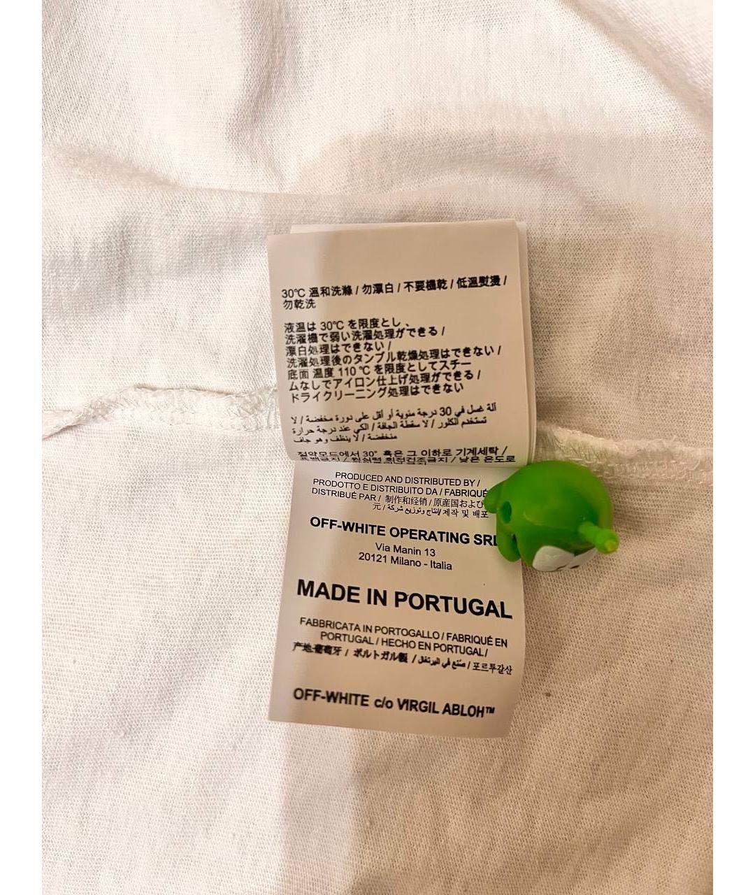 OFF-WHITE Белая хлопковая футболка, фото 6