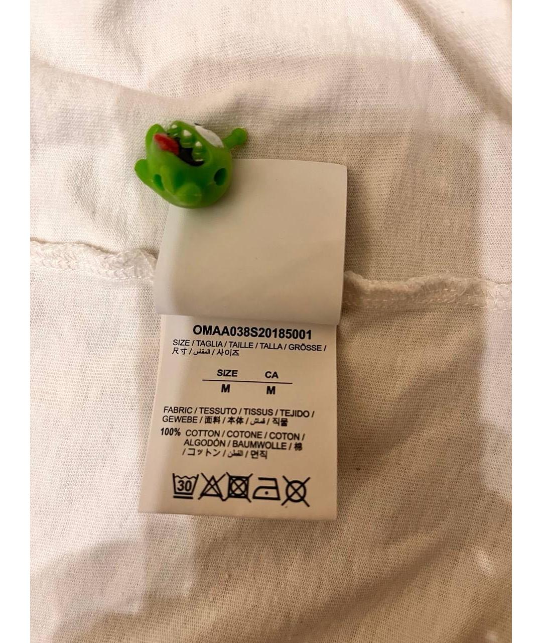OFF-WHITE Белая хлопковая футболка, фото 4