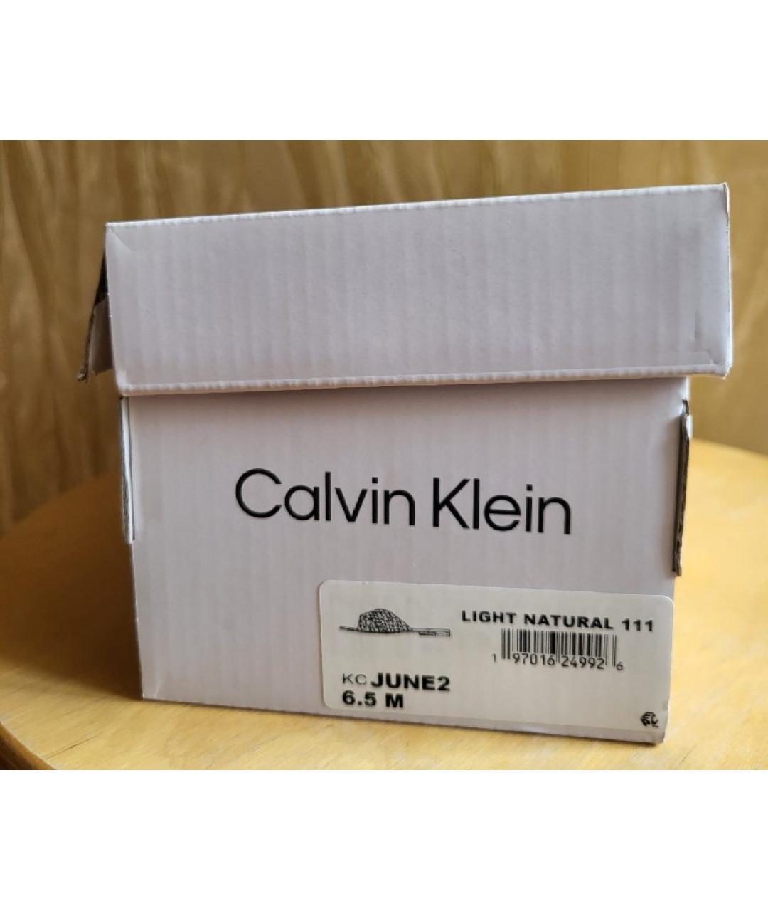 CALVIN KLEIN Бежевые шлепанцы, фото 6