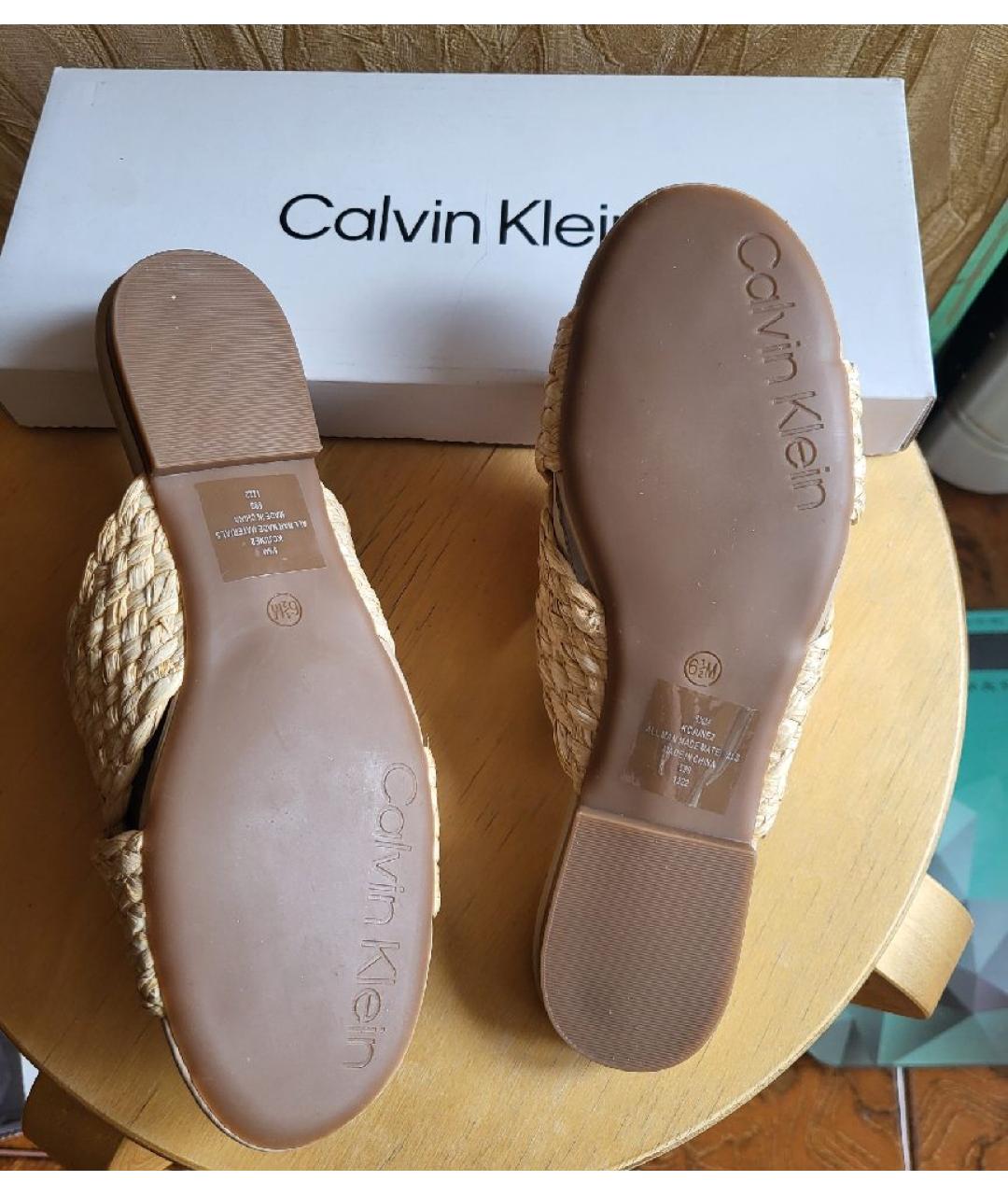 CALVIN KLEIN Бежевые шлепанцы, фото 4