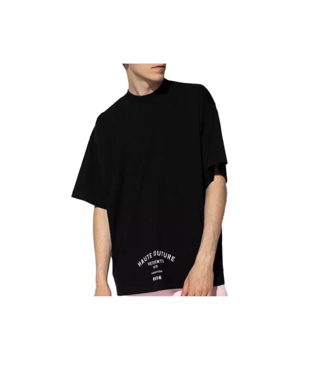 VETEMENTS Черная хлопковая футболка, фото 2