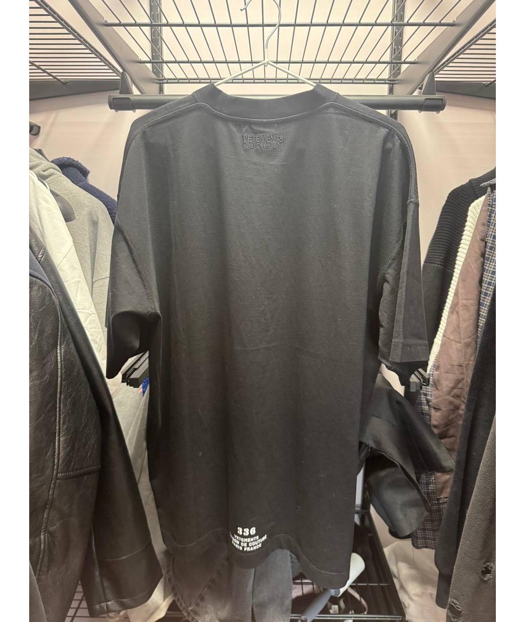 VETEMENTS Черная хлопковая футболка, фото 3