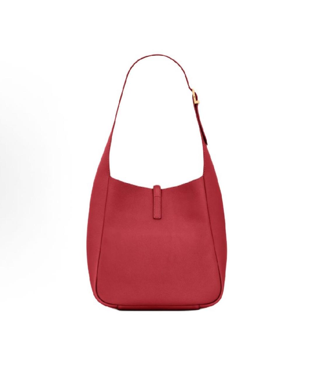 SAINT LAURENT Красная кожаная сумка с короткими ручками, фото 4