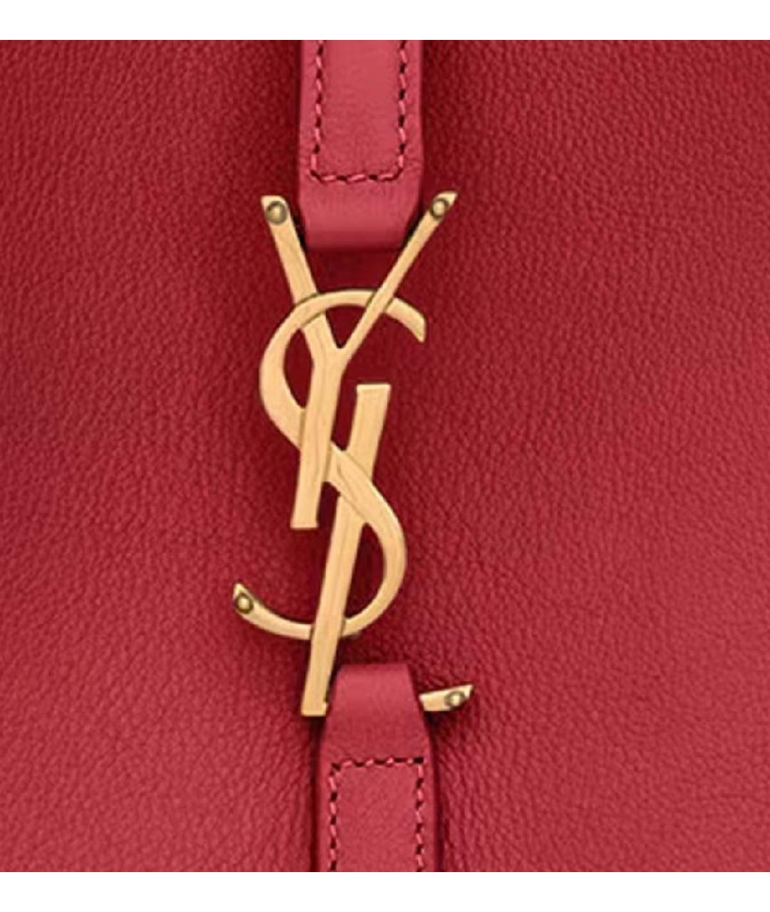 SAINT LAURENT Красная кожаная сумка с короткими ручками, фото 5