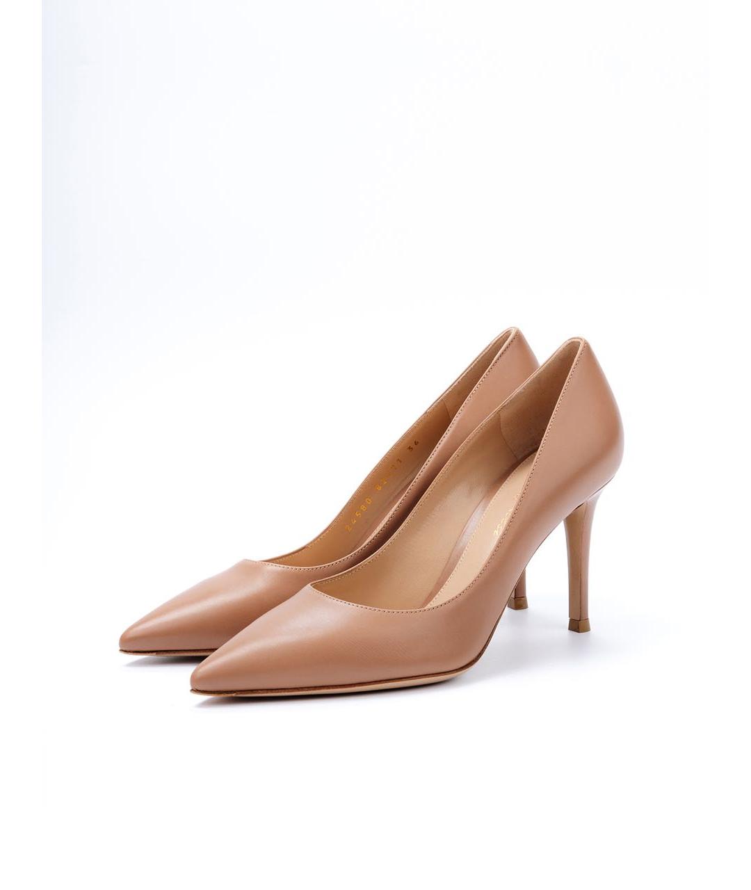 GIANVITO ROSSI Бежевые кожаные туфли, фото 3