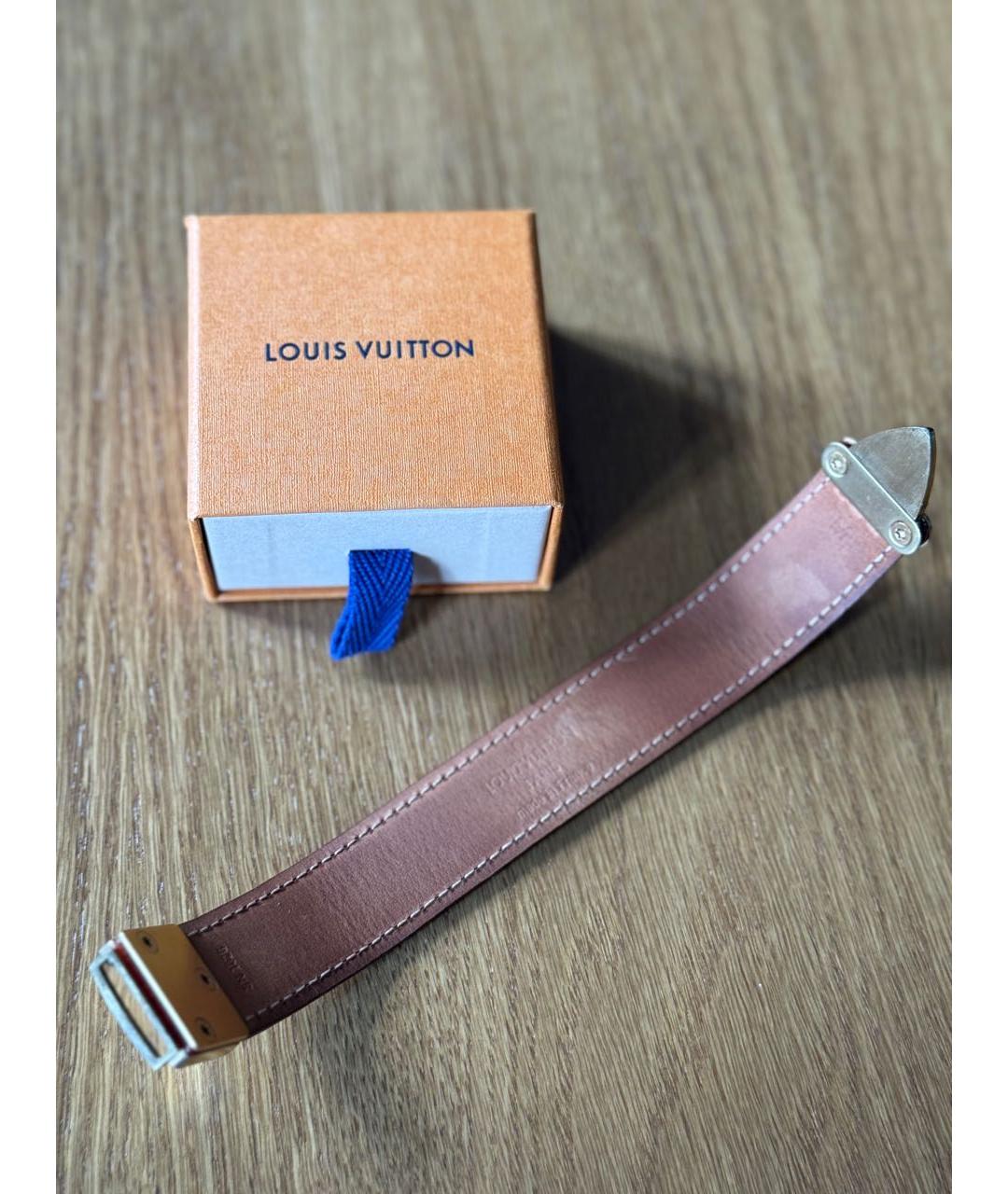 LOUIS VUITTON Белый кожаный браслет, фото 4