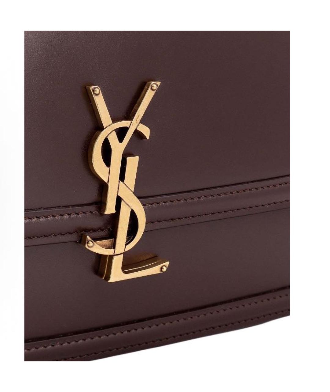 SAINT LAURENT Бордовая кожаная сумка через плечо, фото 5