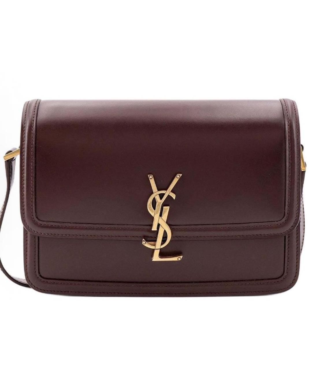 SAINT LAURENT Бордовая кожаная сумка через плечо, фото 1