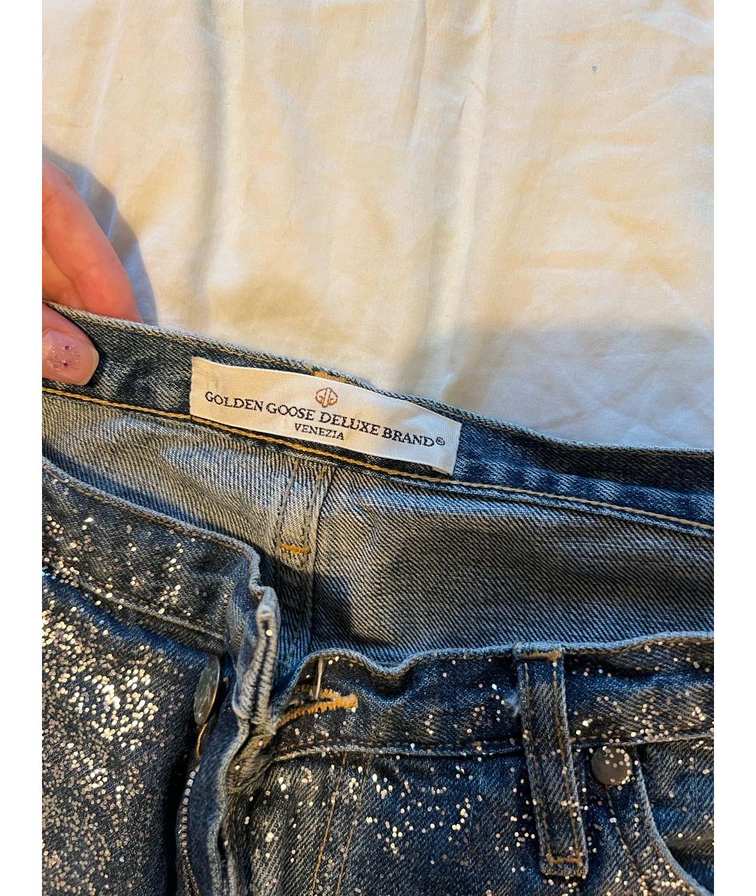 GOLDEN GOOSE DELUXE BRAND Темно-синие хлопковые прямые джинсы, фото 3