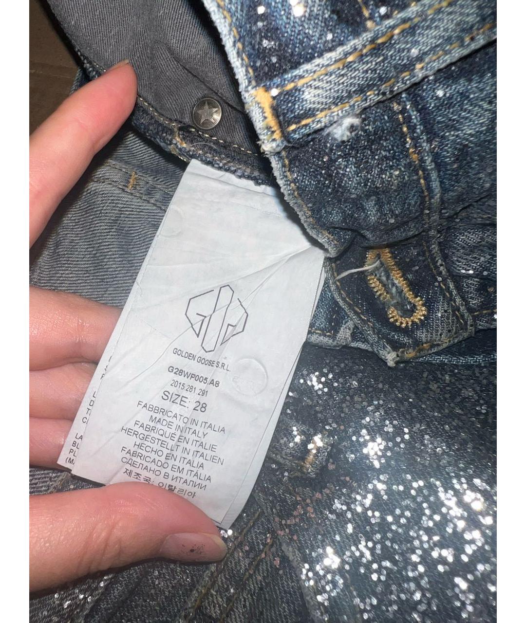 GOLDEN GOOSE DELUXE BRAND Темно-синие хлопковые прямые джинсы, фото 5