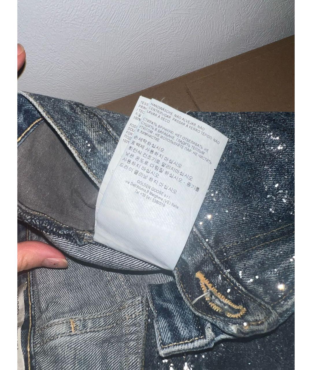 GOLDEN GOOSE DELUXE BRAND Темно-синие хлопковые прямые джинсы, фото 7