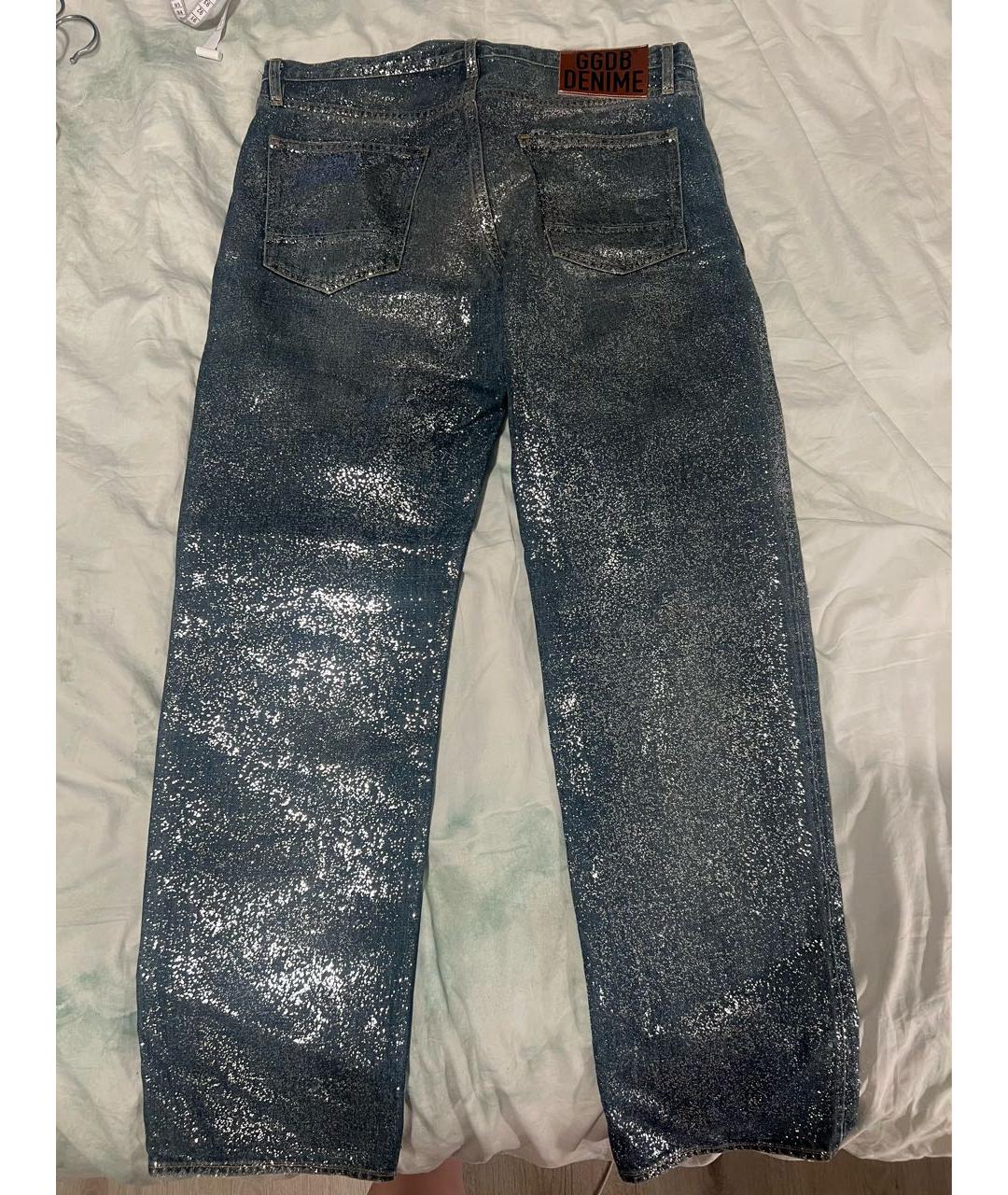 GOLDEN GOOSE DELUXE BRAND Темно-синие хлопковые прямые джинсы, фото 2