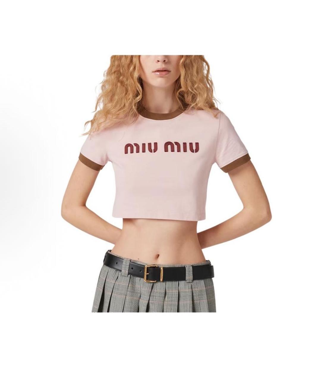 MIU MIU Розовая футболка, фото 2