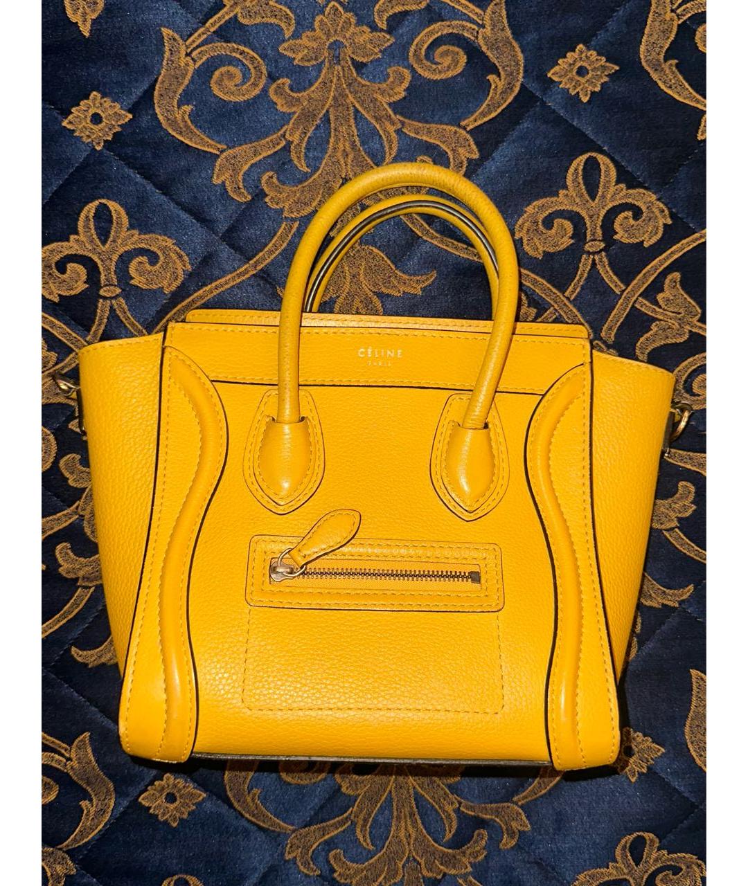 CELINE Желтая кожаная сумка через плечо, фото 2