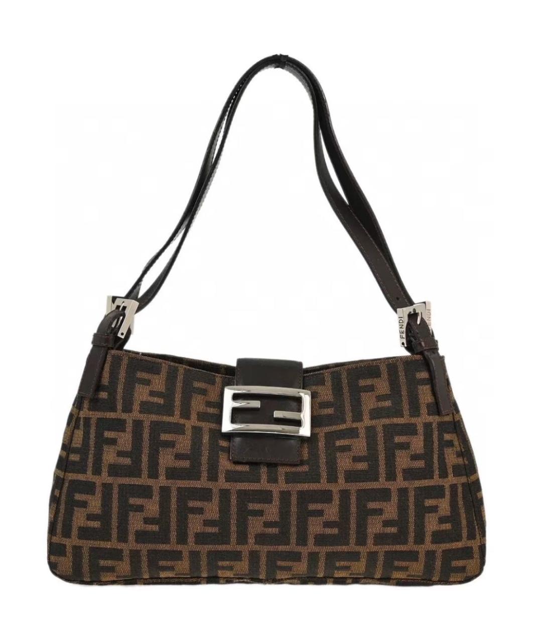 FENDI Коричневая кожаная сумка через плечо, фото 1