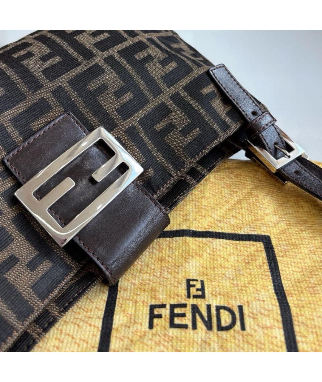 FENDI Коричневая кожаная сумка через плечо, фото 2