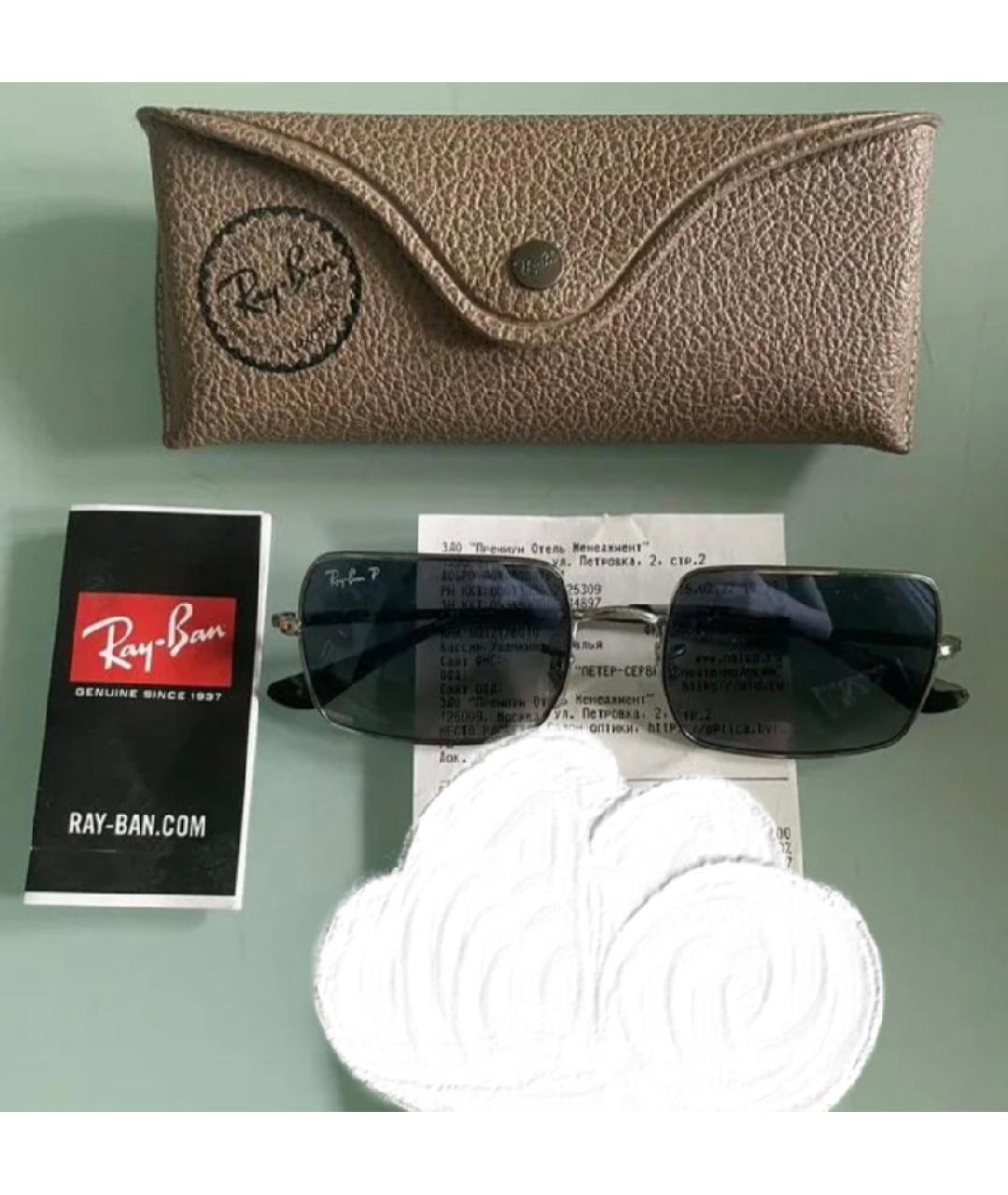RAY BAN Черные металлические солнцезащитные очки, фото 4