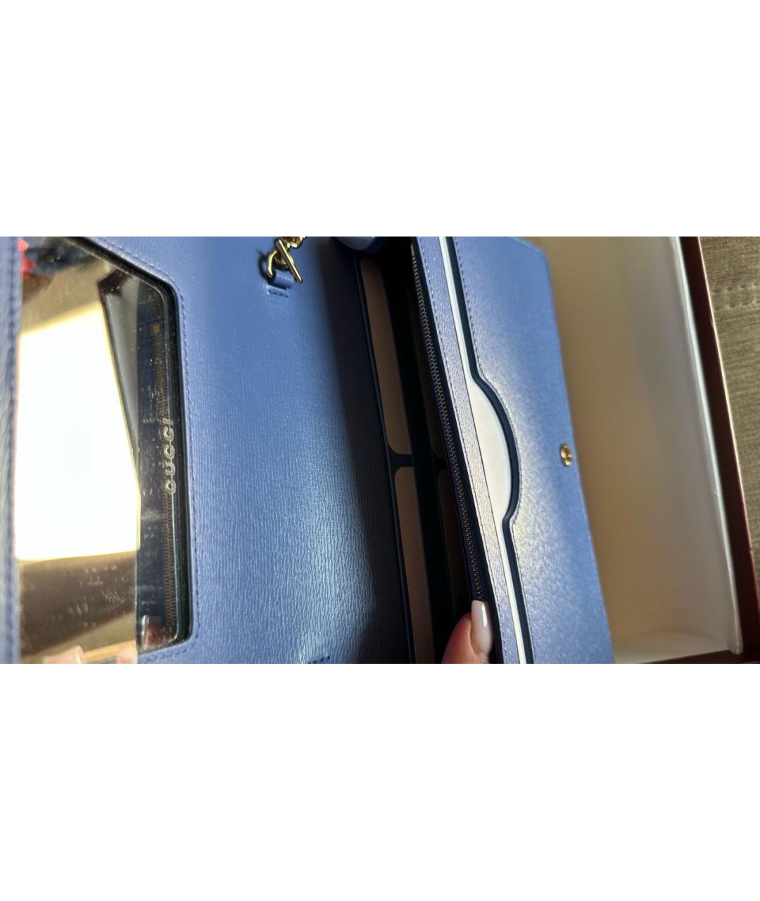 GUCCI Голубая кожаная сумка через плечо, фото 6