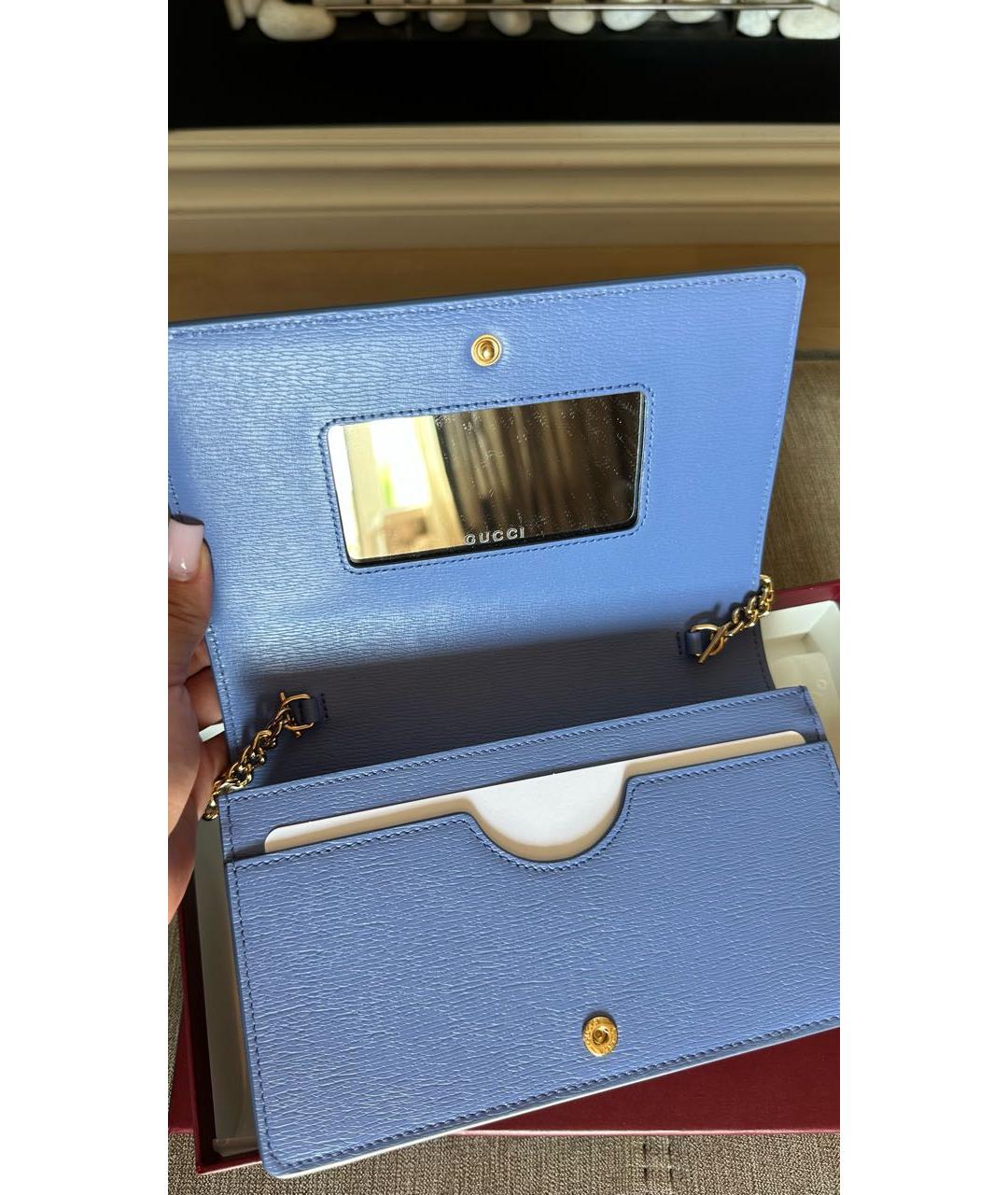 GUCCI Голубая кожаная сумка через плечо, фото 5