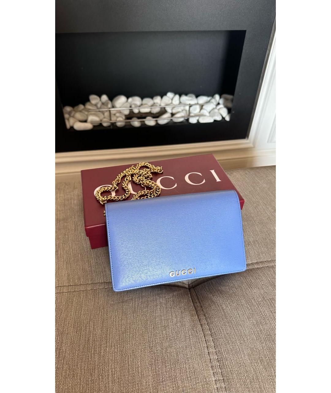 GUCCI Голубая кожаная сумка через плечо, фото 4