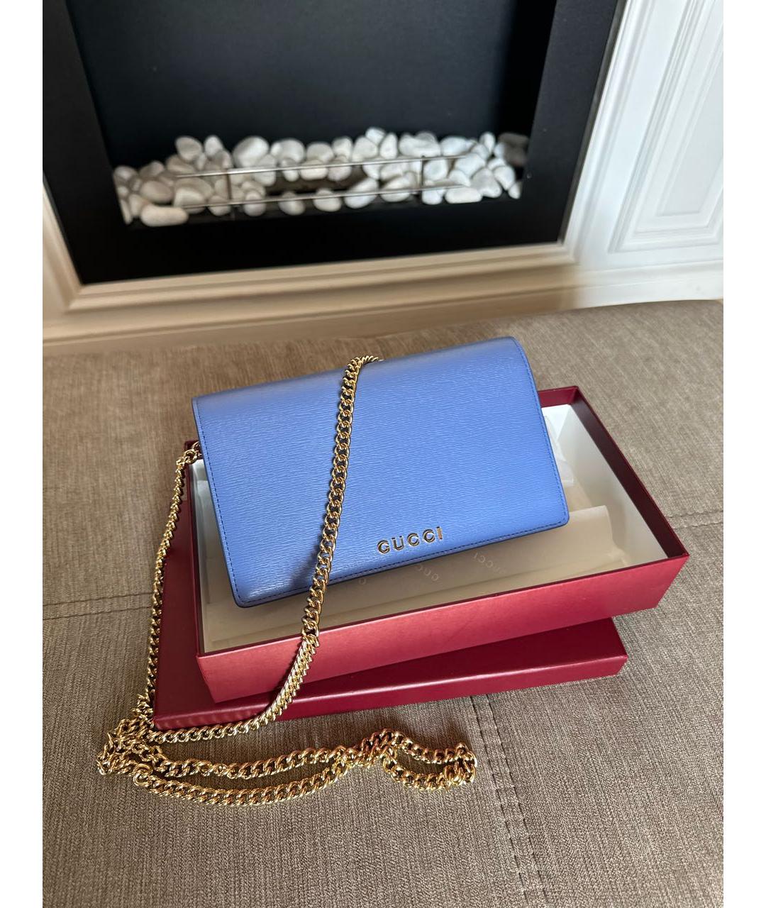 GUCCI Голубая кожаная сумка через плечо, фото 2