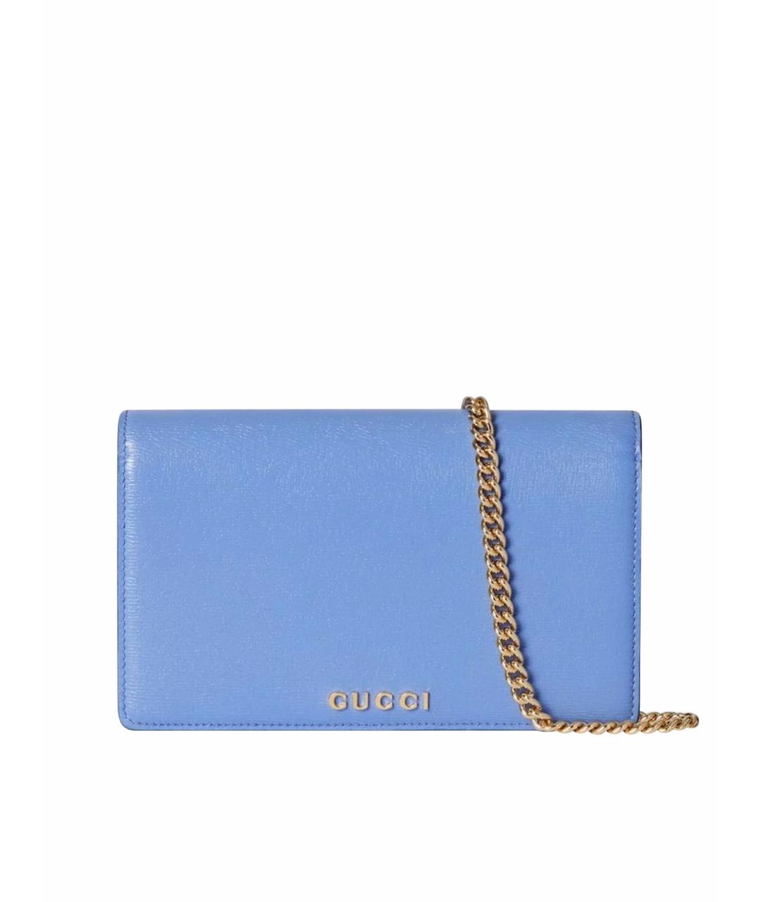 GUCCI Голубая кожаная сумка через плечо, фото 1