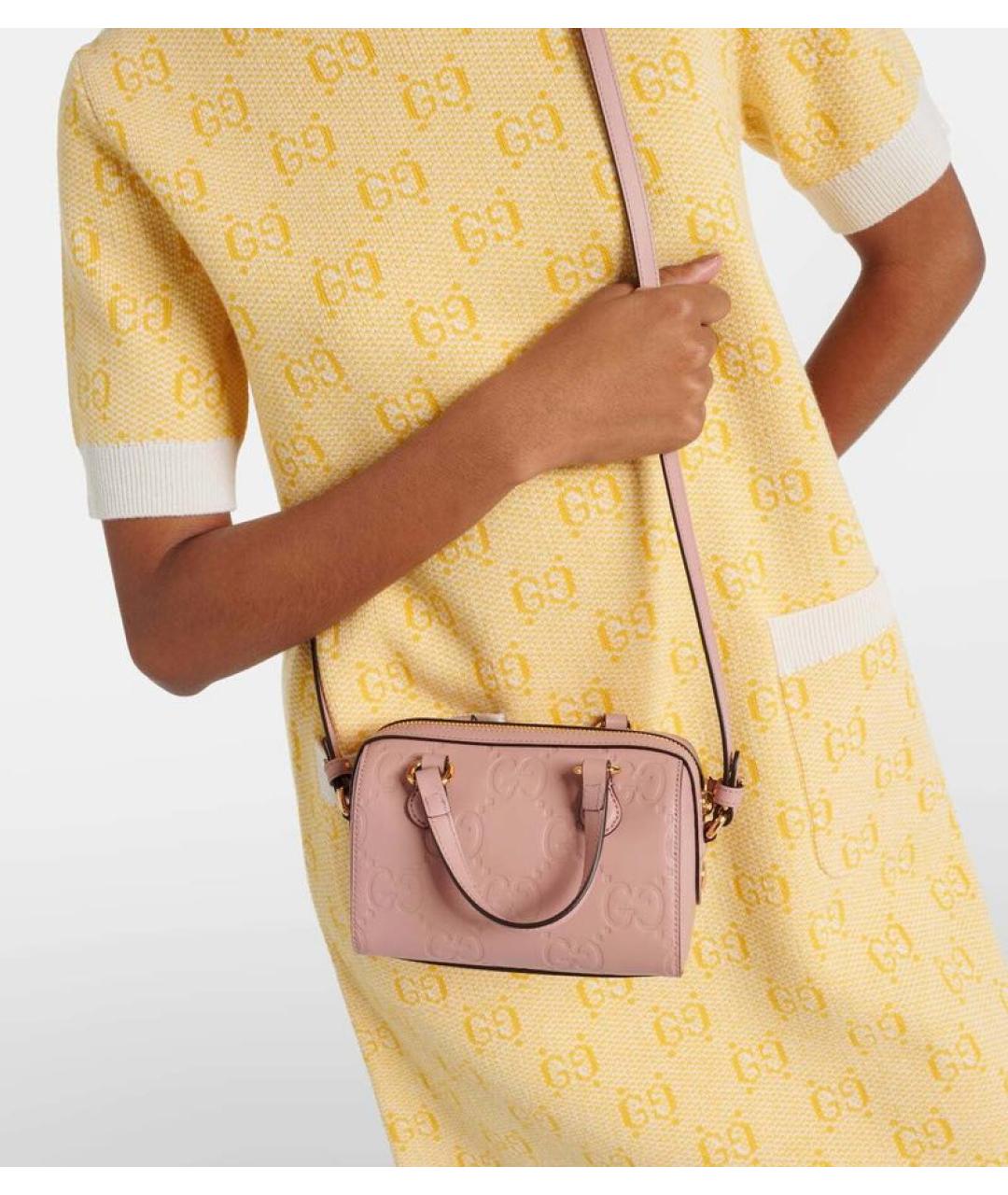GUCCI Розовая кожаная сумка с короткими ручками, фото 8