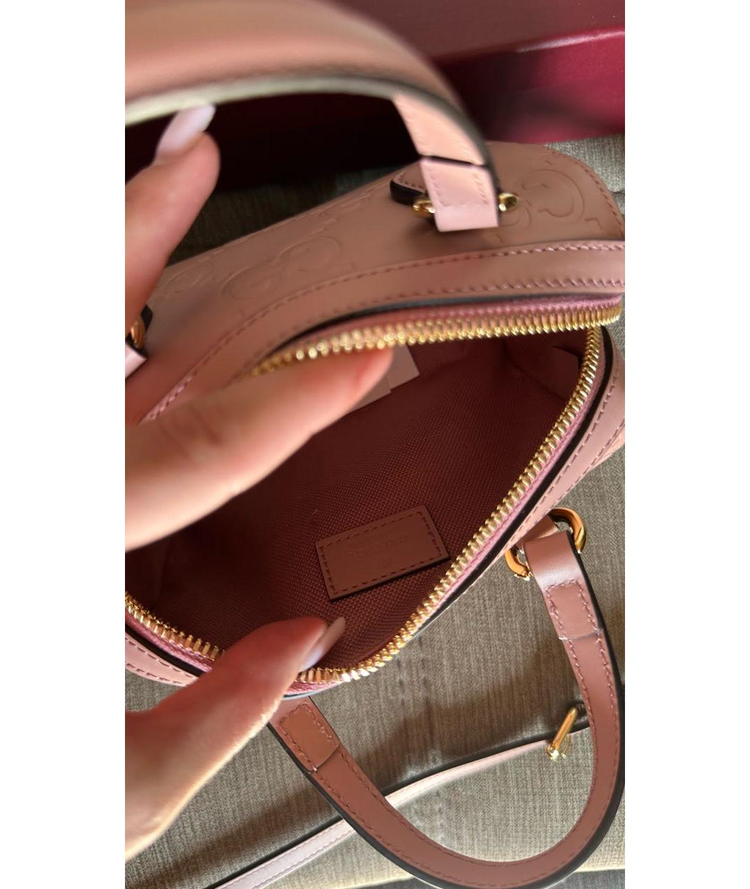 GUCCI Розовая кожаная сумка с короткими ручками, фото 6
